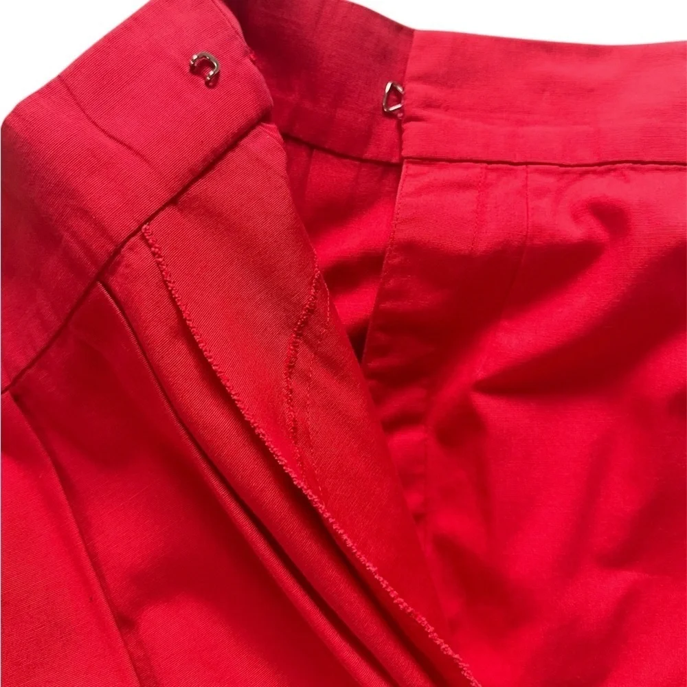 HERMES Red 100% Cotton Wrap Skirt with Pockets Size 42EU 6US
